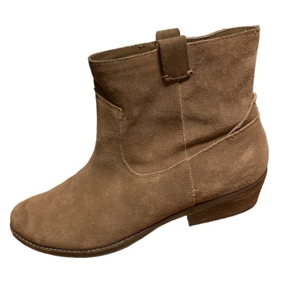 Dolce Vita Tan Suede Leather Ankle Boots Size 10 Western Style Bootie Pull On - Picture 1 of 8